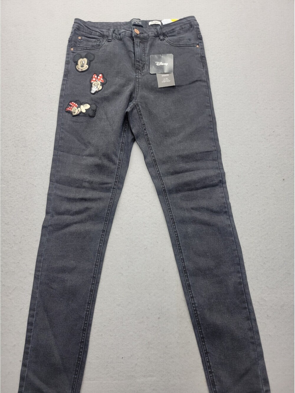 Disney House Denim Women Jeans 40 Black Skinny Denim Low Rise Minnie Mouse